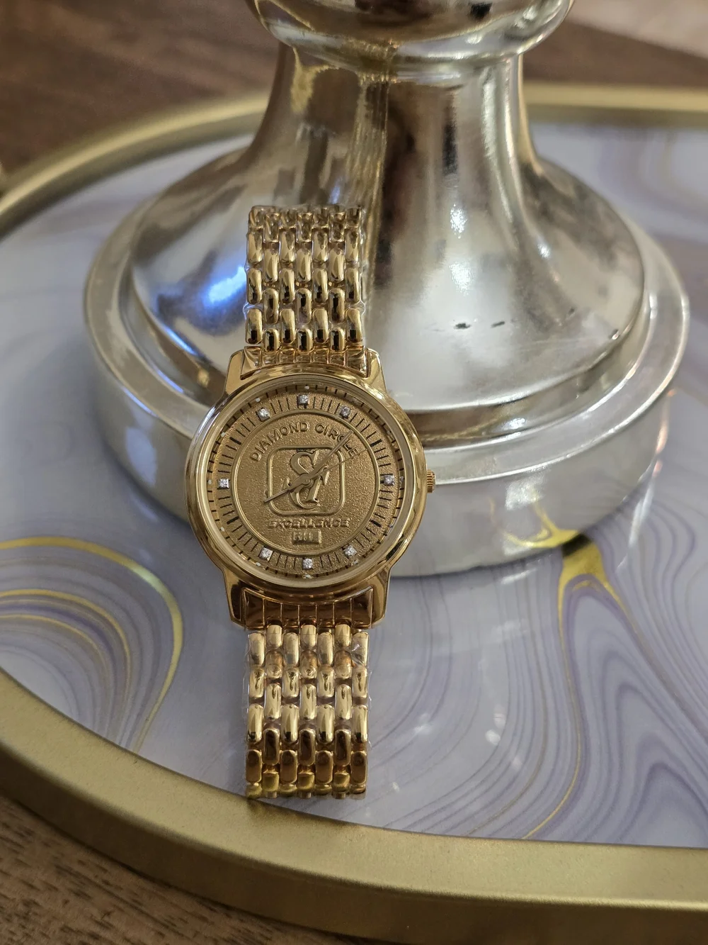 Gold-Tone Men's Dress Watch Dimond Circle